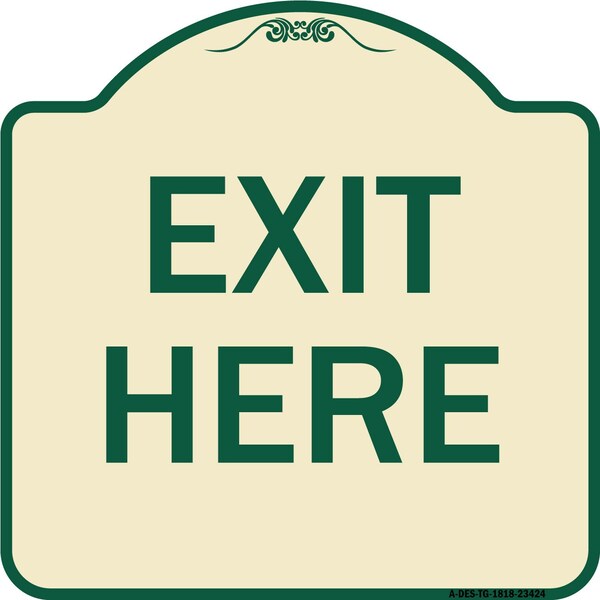 Parking Lot Exit Here Heavy-Gauge Aluminum Architectural Sign, 18" L, 18" H, TG-1818-23424